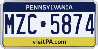 PA license plate MZC5874