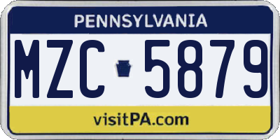 PA license plate MZC5879