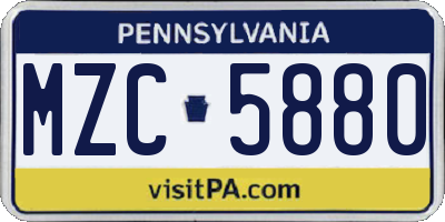 PA license plate MZC5880