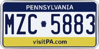 PA license plate MZC5883