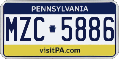 PA license plate MZC5886