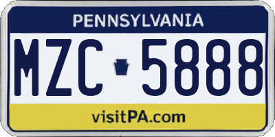 PA license plate MZC5888