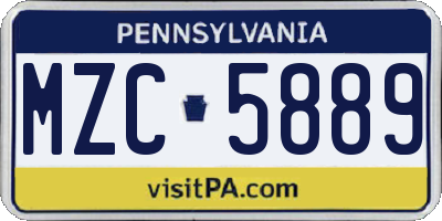 PA license plate MZC5889