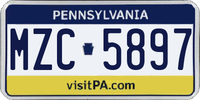 PA license plate MZC5897