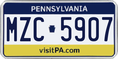 PA license plate MZC5907