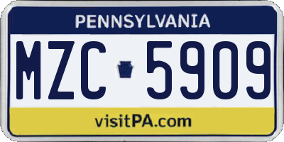 PA license plate MZC5909