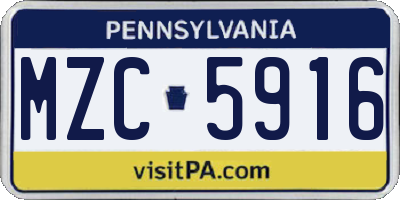 PA license plate MZC5916
