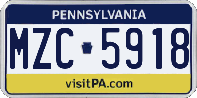 PA license plate MZC5918