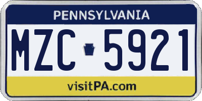 PA license plate MZC5921