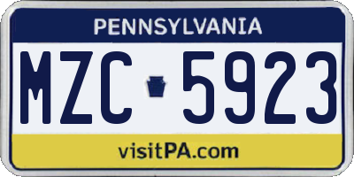 PA license plate MZC5923