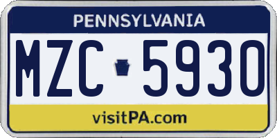 PA license plate MZC5930
