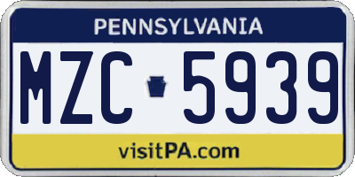 PA license plate MZC5939