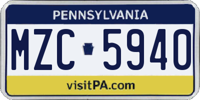 PA license plate MZC5940