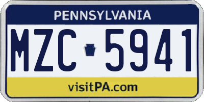 PA license plate MZC5941