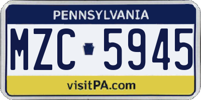 PA license plate MZC5945