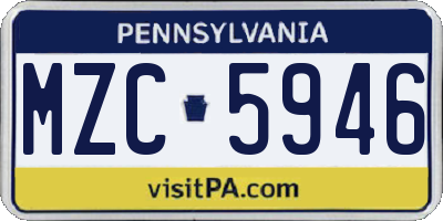 PA license plate MZC5946