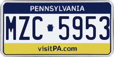 PA license plate MZC5953