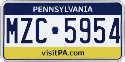 PA license plate MZC5954