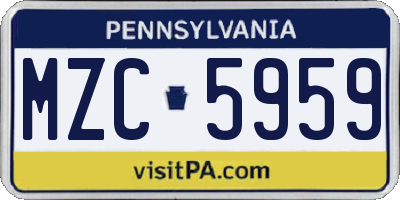 PA license plate MZC5959
