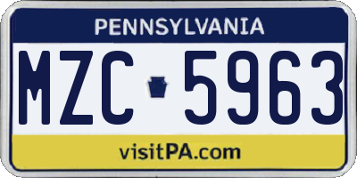 PA license plate MZC5963