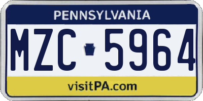 PA license plate MZC5964