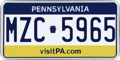 PA license plate MZC5965