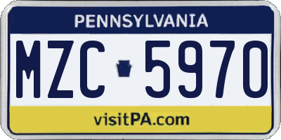 PA license plate MZC5970