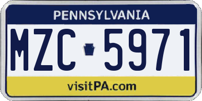 PA license plate MZC5971