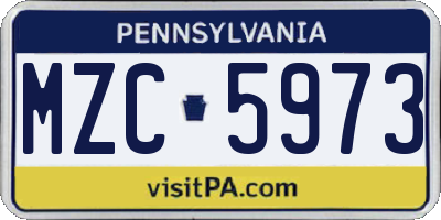 PA license plate MZC5973