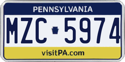 PA license plate MZC5974