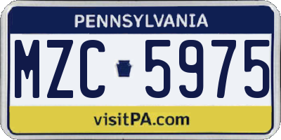 PA license plate MZC5975