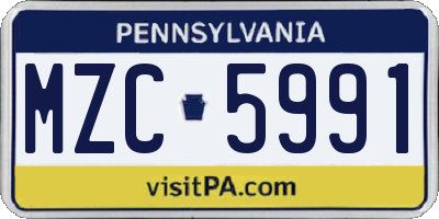PA license plate MZC5991