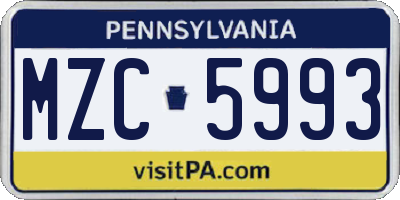 PA license plate MZC5993