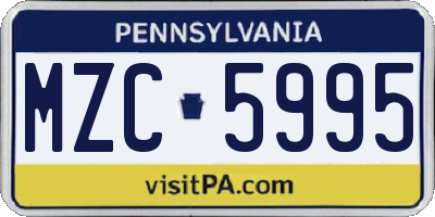 PA license plate MZC5995