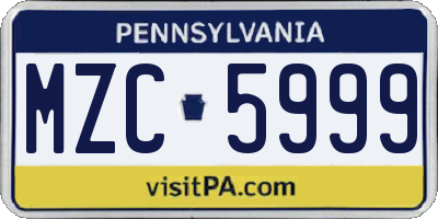 PA license plate MZC5999