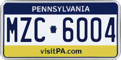 PA license plate MZC6004
