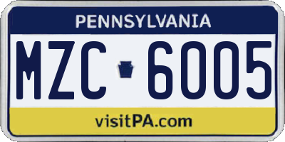PA license plate MZC6005