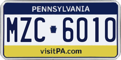 PA license plate MZC6010