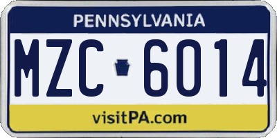 PA license plate MZC6014