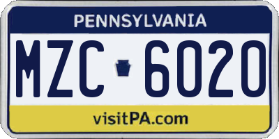 PA license plate MZC6020