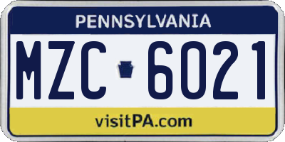 PA license plate MZC6021