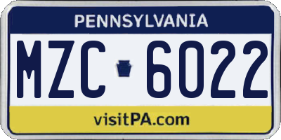 PA license plate MZC6022