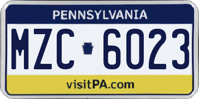 PA license plate MZC6023