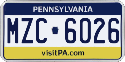 PA license plate MZC6026