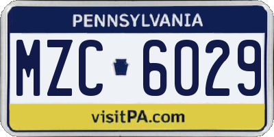 PA license plate MZC6029