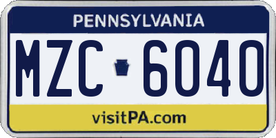 PA license plate MZC6040