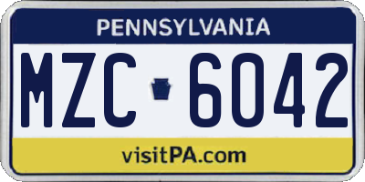 PA license plate MZC6042