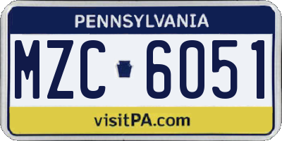 PA license plate MZC6051
