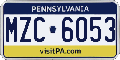 PA license plate MZC6053