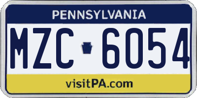 PA license plate MZC6054